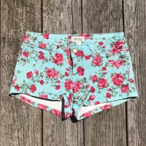 Forever 21 Premium Denim Floral Shorts